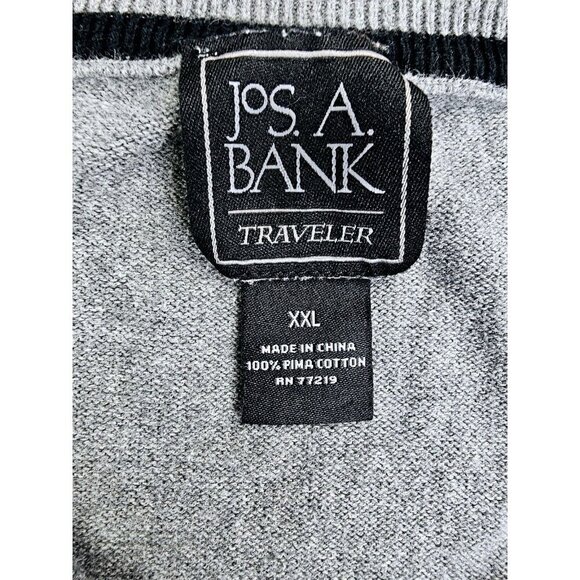 Jos. A. Bank Size 2XL Men's Gray Traveler Long Sleeve Pima Cotton Crew Sweater - Picture 4 of 8